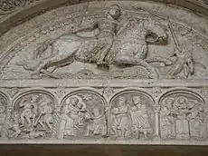 Détails de Niccolò de la cathédrale de Ferrare.