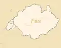 Carte de Fès sous les Almohades, correspondant approximativement à l'actuel Fès-el-Bali