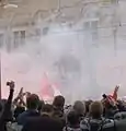 Rassemblement des supporters de Feyenoord devant l'hôtel de ville (saison sportive 2007-2008).