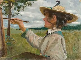 L'Épouse de l'artiste au chevalet (1899), localisation inconnue.