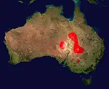 Carte de l’Australie montrant les trois zones dans l’est du pays où cette espèce de serpent peut être trouvée.