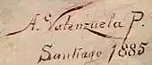 signature d'Alfredo Valenzuela Puelma