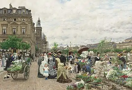 Le quai aux fleurs, toile de François-Marie Firmin-Girard (1875).