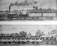 Les premiers passagers du chemin de fer en 1830