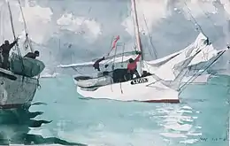 Aquarelle représentant deux bateaux de pêche à Key West