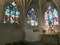 Les trois fenêtres de la chapelle seigneuriale.