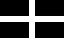 Le drapeau de Cornouailles, constitué d'une croix blanche sur fond noir