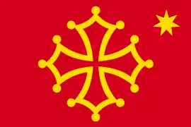 Drapeau occitan avec l'étoile à sept branches