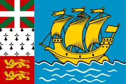 Drapeau de Saint-Pierre-et-Miquelon (le drapeau basque est celui en haut à gauche).