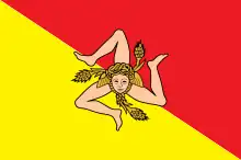 Le drapeau de la Sicile.