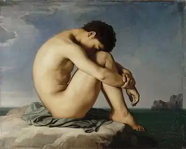 Hippolyte Flandrin, Jeune homme nu assis (1855), Paris, musée du Louvre.