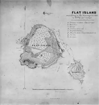 Carte de l'île Plate (Flat Island), avec l'îlot Gabriel, de 1857