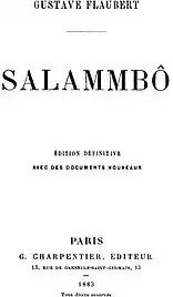 Couverture de Salammbô de Gustave Flaubert (édition de 1883).