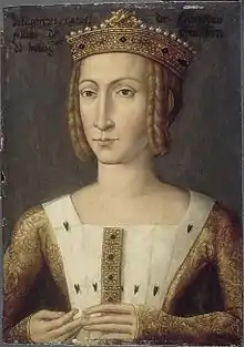 portrait de femme de trois quart, en buste, coiffée d'une couronne