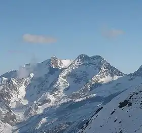 Vue sur le Fletschhorn (gauche) et le Lagginhorn (droite)