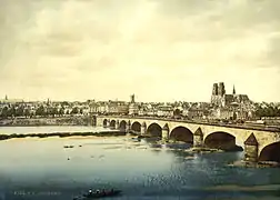 Vue d'Orléans depuis la Loire en 1895.