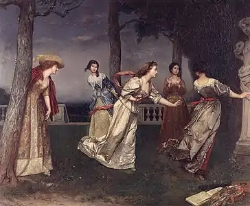 Cinq jeunes filles jouant dans un parc, Saint-Josse-ten-Noode, musée Charlier.