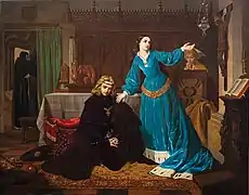 La dernière vision de Jadwiga et Wilhelm dans le réfectoire de l'église franciscaine de Cracovie (1869)