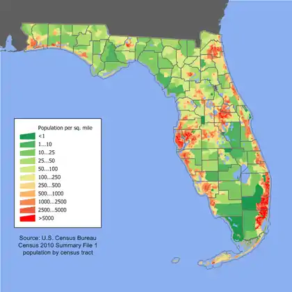  Carte des densités en Floride.