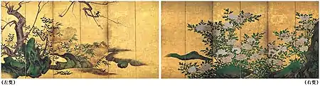 Paravent aux fleurs, Kaihō Yūshō