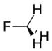 Skeletal structure of fluoromethane.