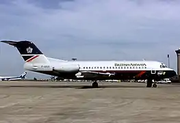 Fokker F28-2000 de la TAT aux couleurs de British airways en 1993 à Paris-Roissy