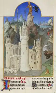 Le château de Mehun-sur-Yèvre dans La Tentation Christ, f.161v.