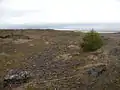 La largeur des fondations au sommet de la butte.