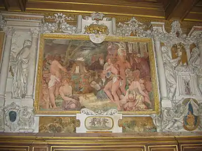 Le Sacrifice de la galerie François Ier par Rosso Fiorentino à Fontainebleau (1534-1539).