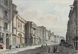 Dessin à la plume de la rue de Grenelle au niveau des numéros 57 et 59 (1789).