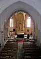 La nef de l'église Saint Clément à Fontiers-Cabardès vue de la tribune.