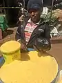 La farine de manioc est consommée avec la soupe d'Eru.