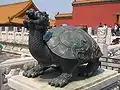 représentation seule, avec tête de dragon, dans la Cité interdite à Pékin, Chine.