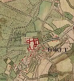 L'Abbaye de Foret sur la carte de Ferraris du XVIIIe siècle.