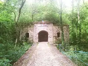 L'entrée du fort, entourée par la végétation.