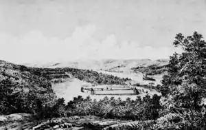 Fort Carlton, en Saskatchewan, vers 1877.