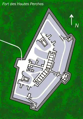 Plan du fort des Hautes-Perches, près de Belfort.