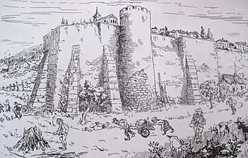 Gravure des anciennes fortifications de Moyeuvre.