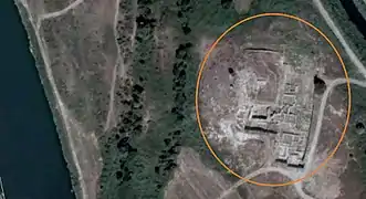 Vue aérienne des fouilles de la zone des bains, près de l'Araxe.