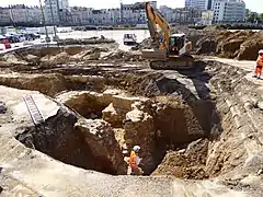 Mise au jour de vestiges du bastion de Saurupt lors de fouilles préventives de l'INRAP en 2015.