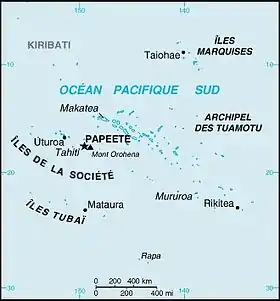Carte de la Polynésie française avec l'archipel de la Société.