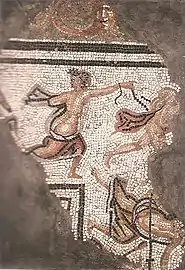 Fragment de la mosaïque du triomphe de Dionysos à Amiens, IIIe siècle, découverte en 1837.