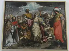 Martyre de sainte Ursule, peinture sur toile de Giovanni Battista Trotti, connu sous le nom de Malosso (1555-1619), anciennement dans l'église inférieure de la basilique Saint-François.