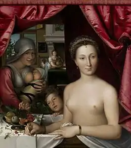 François Clouet, Dame au bain ; portrait supposé de Diane de Poitiers.