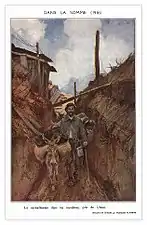Le Ravitaillement dans les tranchées près de Lihons (1918). Dans la Somme en 1916.
