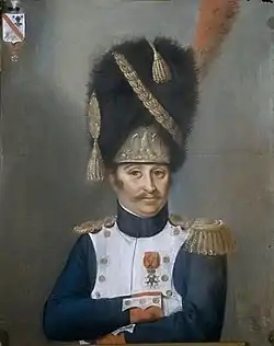 Bonnet d'ourson d'officier français de grenadiers de la garde impériale de Napoléon Ier.
