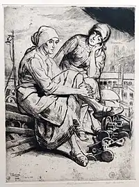 Le repos, 21 mars 1916 (Vernis mou ; Inv. Kunel nº 345 ; 39 x 29 cm), Collection privée