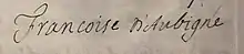 Signature de Françoise d’Aubigné