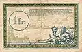 Billet de 1 franc « Régie des Chemins de fer » 1923 (verso)