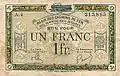 Billet de 1 franc « Régie des Chemins de fer » 1923 (recto)